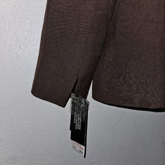 NWT Le Suit Petite Brown 3-Pc Outfit Jacket Pants Scarf 6P Career Retail $200 - Picture 7 of 16